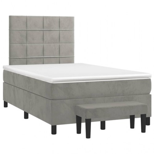 Kontinentalseng med madras 120×190 cm - velour, lysegrå