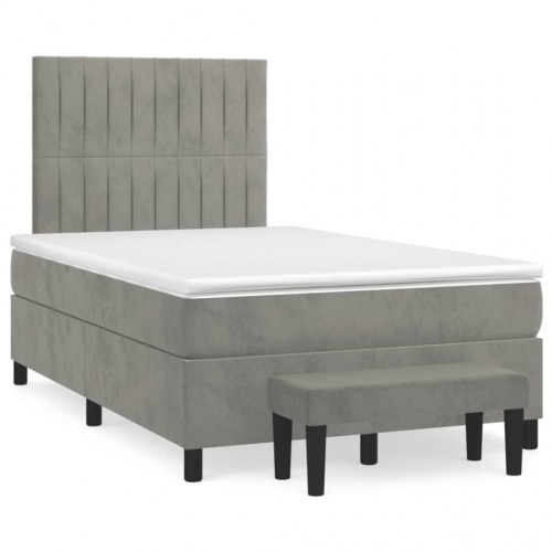 Kontinentalseng med madras 120×190 cm - velour, lysegrå