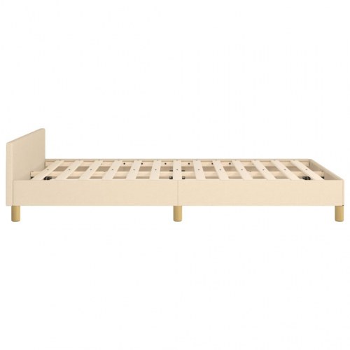 Sengeramme 120x190 cm i stof - cremefarvet med hoved- og fodgærde