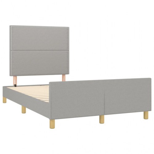 Sengeramme med justerbar sengegavl 120x190 cm - stof, lysegrå