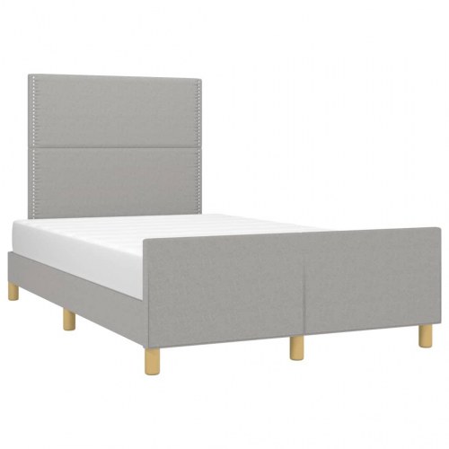 Sengeramme med justerbar sengegavl 120x190 cm - stof, lysegrå
