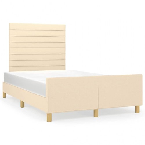 Sengeramme med hovedgærde 120×190 cm - stof, cremefarvet