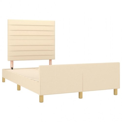 Sengeramme med hovedgærde 120×190 cm - stof, cremefarvet