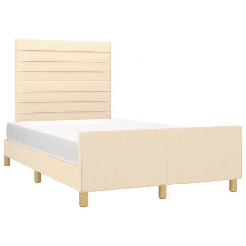 Sengeramme med hovedgærde 120×190 cm - stof, cremefarvet