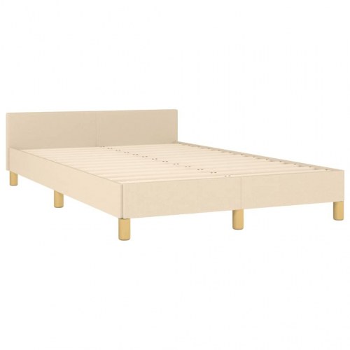 Sengeramme med hovedgærde 120×190 cm - stof, cremefarvet