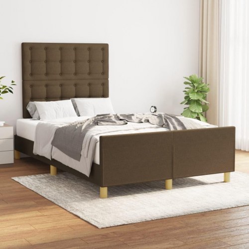 Sengeramme med sengegavl 120x190 cm - stof, mørkebrun