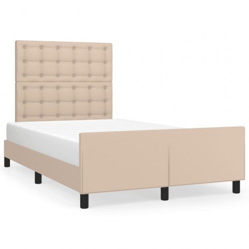 Sengeramme med sengegavl 120x190 cm - cappuccino kunstlæder