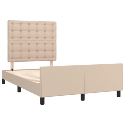 Sengeramme med sengegavl 120x190 cm - cappuccino kunstlæder