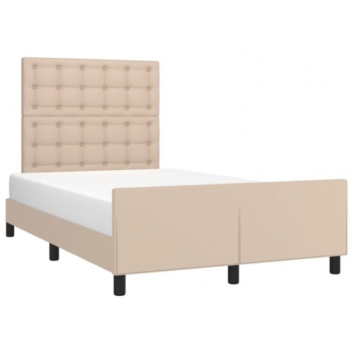 Sengeramme med sengegavl 120x190 cm - cappuccino kunstlæder