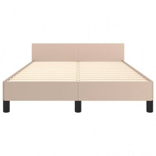 Sengeramme med sengegavl 120x190 cm - cappuccino kunstlæder
