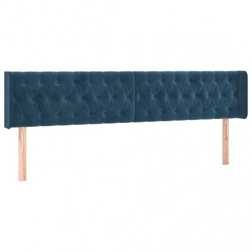 Sengeramme i fløjl med hovedgærde 120x190 cm - mørkeblå