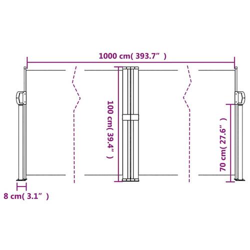 Sammenrullelig sidemarkise 100 x 1000 cm antracitgrå