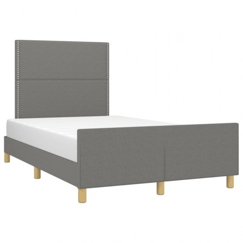 Sengeramme med justerbar gavl 120x190 cm - stof, mørkegrå