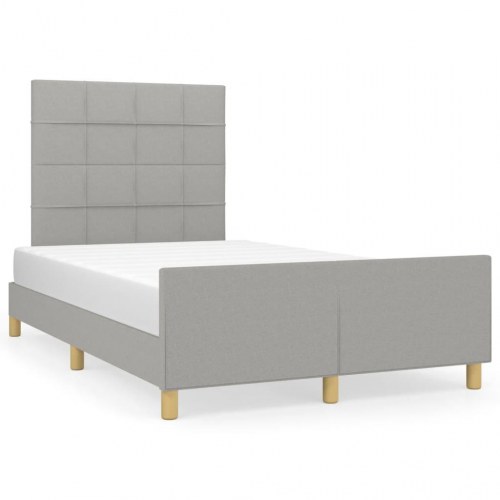 Sengeramme med justerbar gavl 120x190 cm - stof, lysegrå