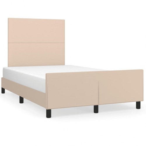 Sengeramme med hovedgærde 120x190 cm - cappuccino kunstlæder