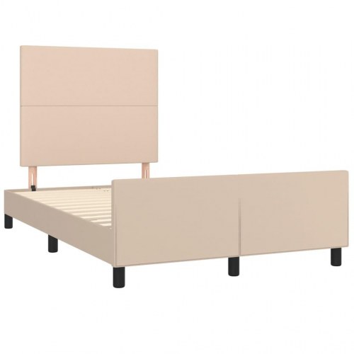 Sengeramme med hovedgærde 120x190 cm - cappuccino kunstlæder