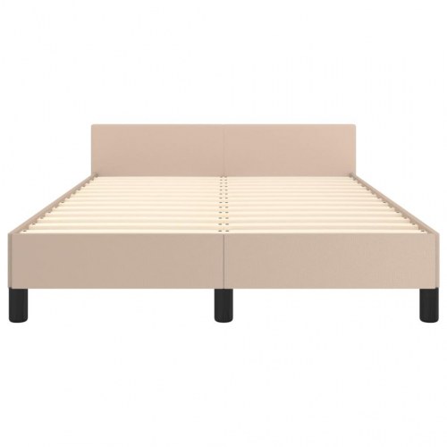 Sengeramme med hovedgærde 120x190 cm - cappuccino kunstlæder