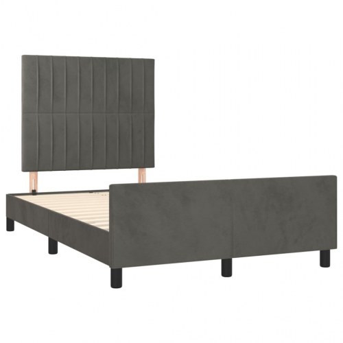 Sengeramme i fløjl 120×190 cm - enkeltseng, mørkegrå