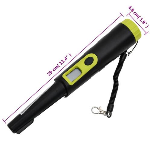 Metaldetektor med LCD-skærm pinpointer sort og gul