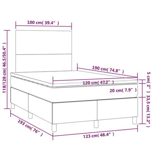 Kontinentalseng med madras 120x190 cm stof cremefarvet