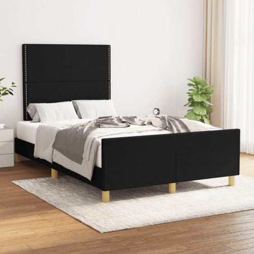 Sengeramme med hovedgærde 120x190 cm - stof, sort