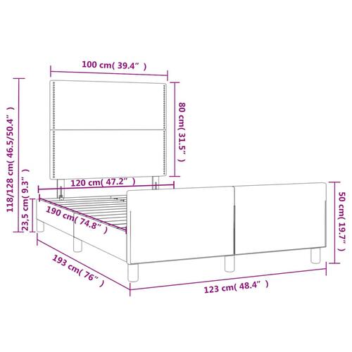 Sengeramme med sengegavl 120x190 cm stof sort