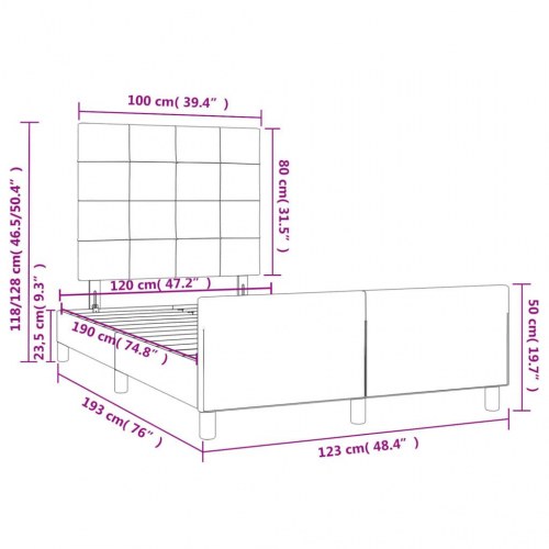 Sengeramme i stof med justerbart hovedgærde 120×190 cm - sort