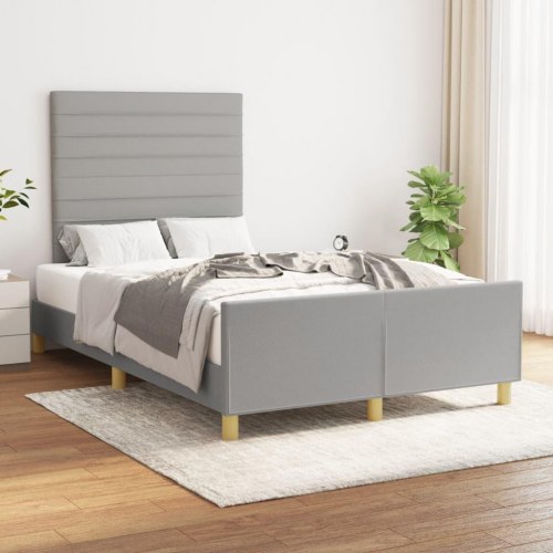 Sengeramme med sengegavl 120x190 cm - stof, lysegrå
