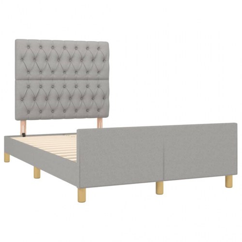 Sengeramme med sengegavl 120x190 cm - stof, lysegrå