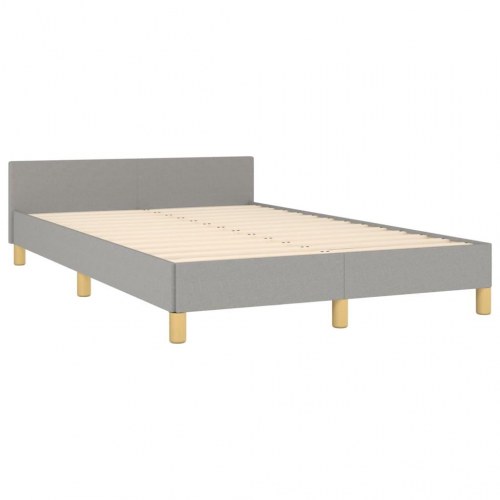 Sengeramme med sengegavl 120x190 cm - stof, lysegrå
