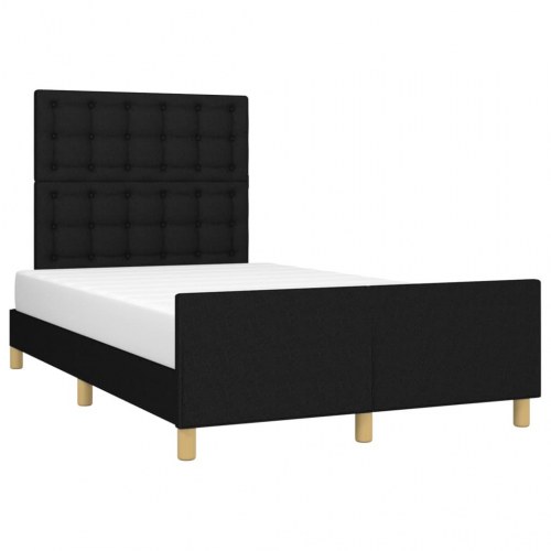 Sengeramme med sengegavl 120x190 cm - stof, sort