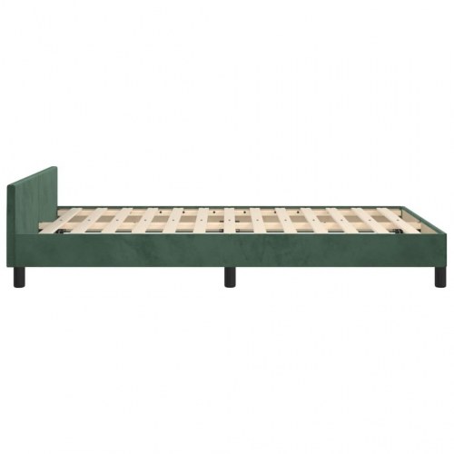 Sengeramme i fløjl 120×190 cm - justerbar gavl, mørkegrøn