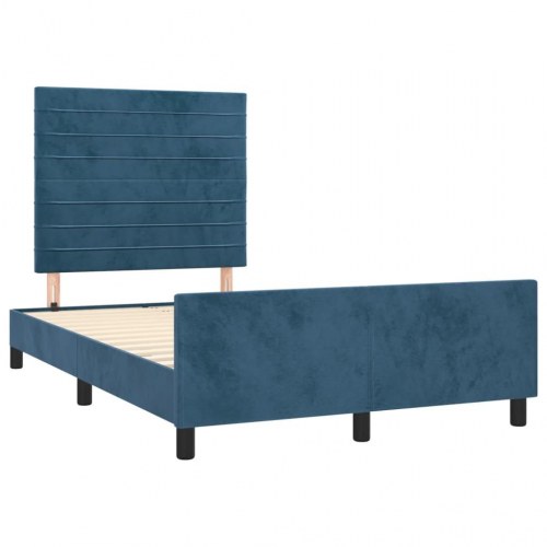 Sengeramme uden madras 120x190 cm i fløjl - mørkeblå