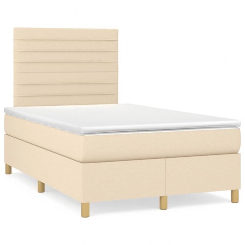 Kontinentalseng med madras 120×190 cm - stof, cremefarvet