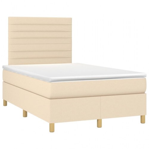 Kontinentalseng med madras 120×190 cm - stof, cremefarvet