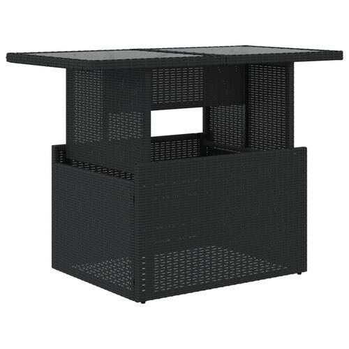 Havebord med glastop 100x55x73 cm polyrattan sort