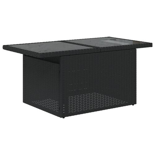 Havebord med glastop 100x55x73 cm polyrattan sort