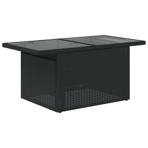 Havebord med glastop 100x55x73 cm polyrattan sort