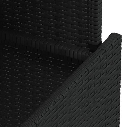 Havebord med glastop 100x55x73 cm polyrattan sort