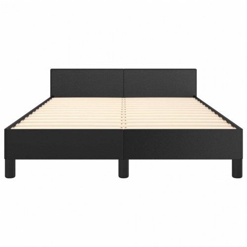 Sengeramme 120x190 cm i sort kunstlæder - enkeltseng med justerbart hovedgærde