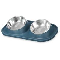 Hund Feeder Blå Metal 40 x 8,5 x 22 cm Dobbelt