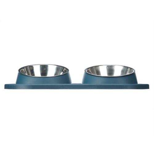 Hund Feeder Blå Metal 40 x 8,5 x 22 cm Dobbelt