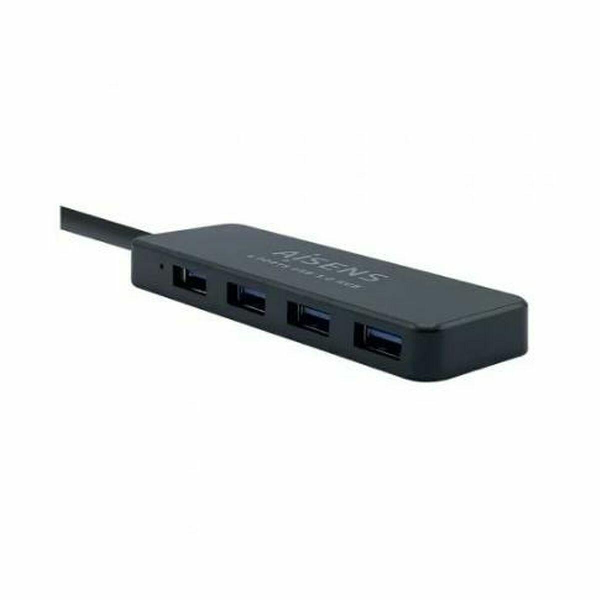 Aisens A106-0399 USB hub - 4 porte, USB 3.0, 30 cm - sort