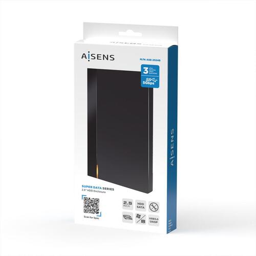 Til harddisk Aisens ASE-2524B Sort 2,5"
