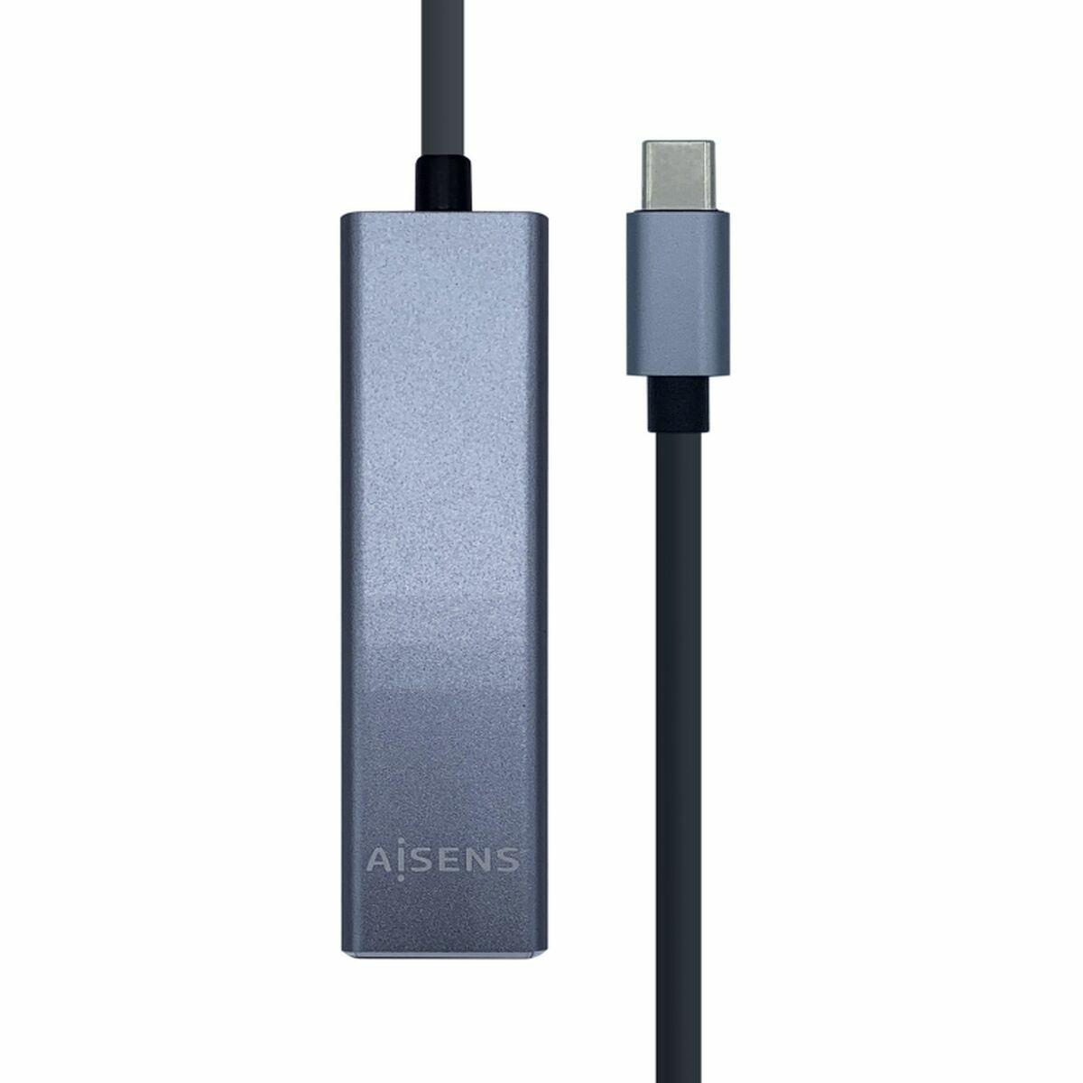 Aisens USB Hub A109-0396 - adapter med RJ45, USB-C og USB 3.x (grå)