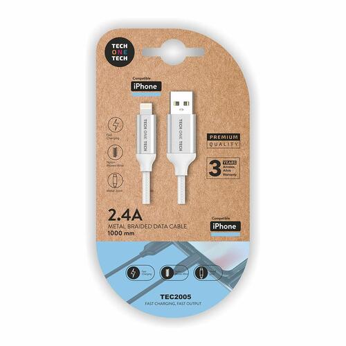 USB til Lightning-kabel Tech One Tech TEC2005 Hvid