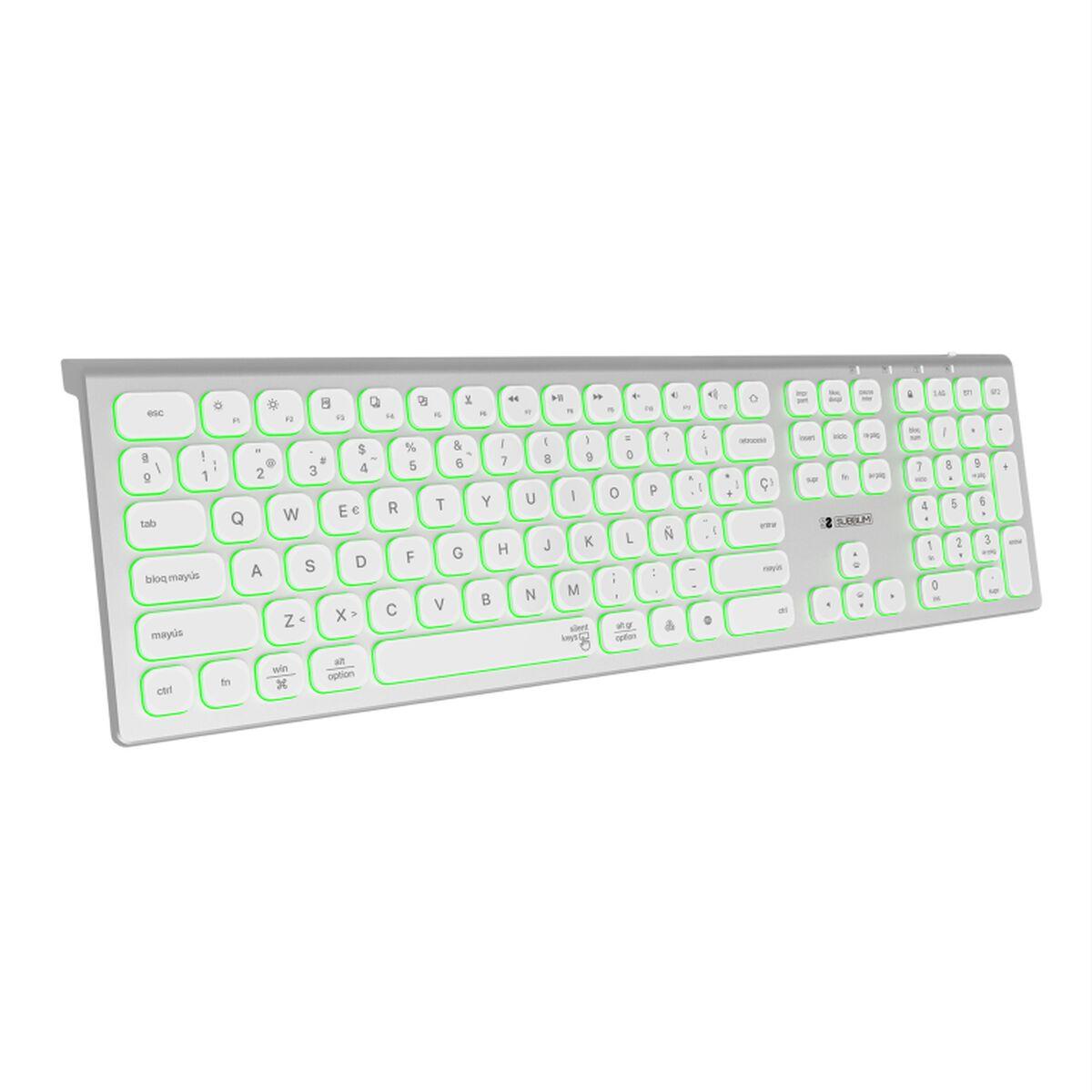 Bluetooth-tastatur Subblim SUBKB-3MIE300 Sølv Spansk qwerty