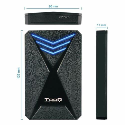 Lomme til harddisk TooQ TQE-2550BL 2,5" USB 3.0 Blå Sort 2,5"