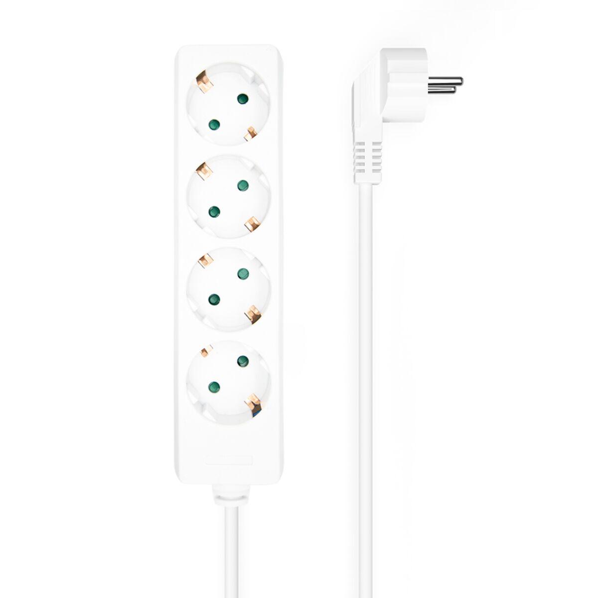 Aisens A154-0533 stikdåse med 4 udtag, USB-C & Micro USB, 1,4 m - hvid