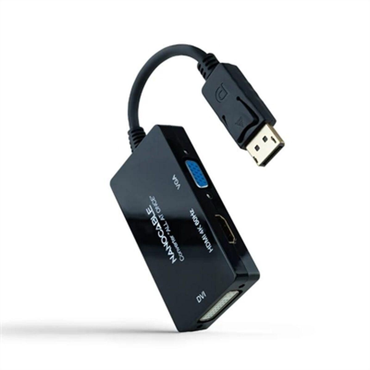 NANOCABLE DisplayPort til VGA/DVI/HDMI adapter, sort - 20 cm